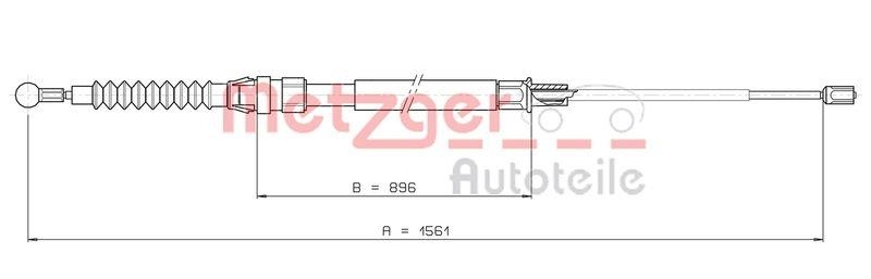 METZGER 10.7627 Seilzug, Feststellbremse für VW hinten links/rechts