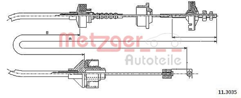 METZGER 11.3035 Seilzug, Kupplungsbetätigung für PEUGEOT