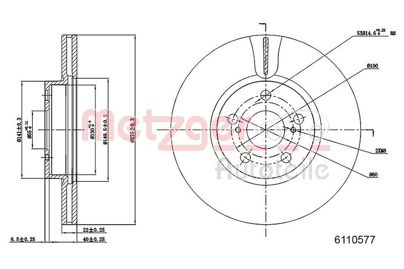 METZGER 6110577 Bremsscheibe Lack/Ks für TOYOTA VA