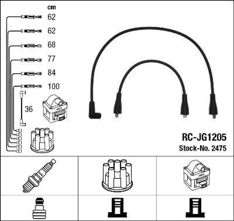 NGK 2475 Zündleitungssatz RC-JG1205 |Zündkabel