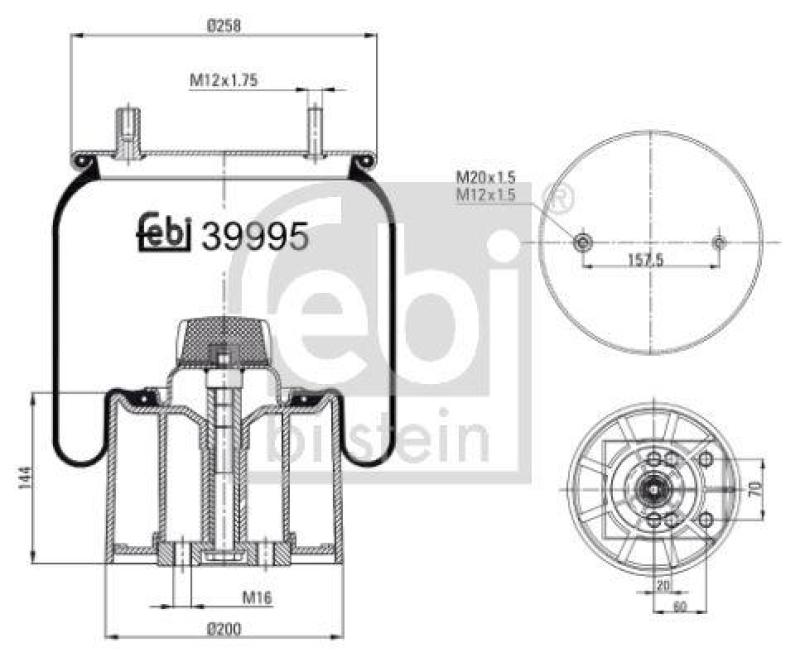 FEBI BILSTEIN 39995 Luftfederbalg mit Kunststoffkolben für Bergische Achsen