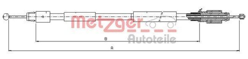 METZGER 10.7630 Seilzug, Feststellbremse f&uuml;r PORSCHE/VW hinten links/rechts