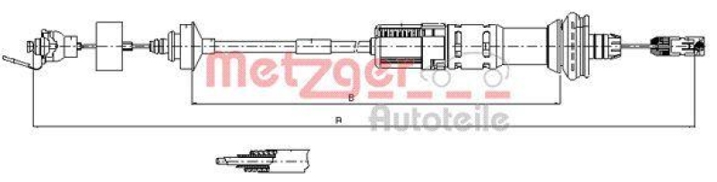 METZGER 11.3043 Seilzug, Kupplungsbetätigung für PEUGEOT