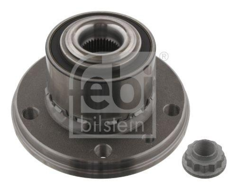 FEBI BILSTEIN 34800 Radlagersatz mit Radnabe, ABS-Impulsring und Achsmutter für VW-Audi