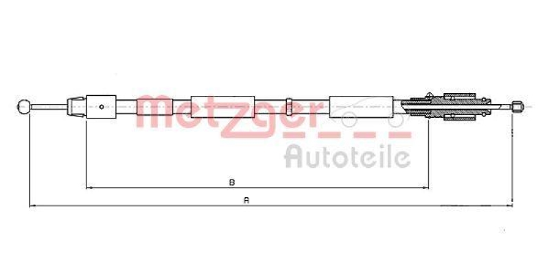 METZGER 10.7634 Seilzug, Feststellbremse für AUDI hinten links/rechts