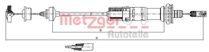 METZGER 11.3048 Seilzug, Kupplungsbetätigung für PEUGEOT