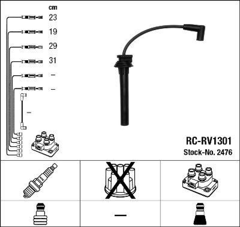 NGK 2476 Zündleitungssatz RC-RV1301 |Zündkabel