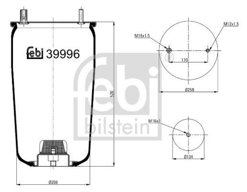 FEBI BILSTEIN 39996 Luftfederbalg ohne Kolben für Bergische Achsen