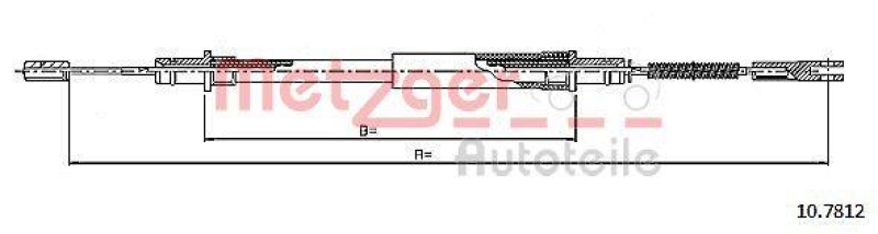 METZGER 10.7812 Seilzug, Feststellbremse für PORSCHE hinten links/rechts