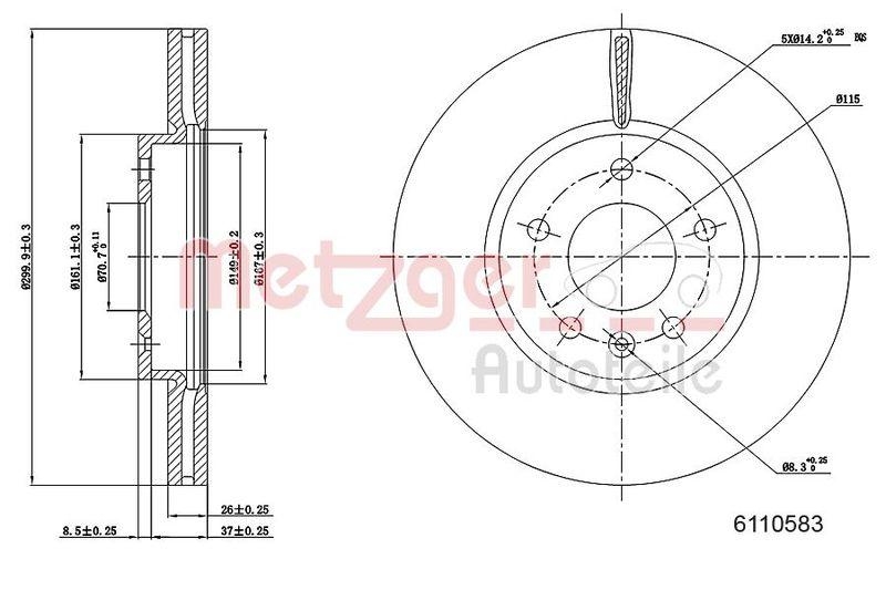 METZGER 6110583 Bremsscheibe Lack/Ks für CHEVROLET/OPEL VA