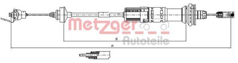 METZGER 11.3049 Seilzug, Kupplungsbetätigung für PEUGEOT