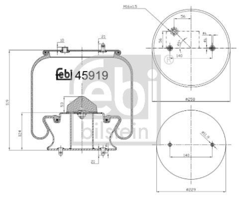 FEBI BILSTEIN 45919 Luftfederbalg mit Stahlkolben für Scania