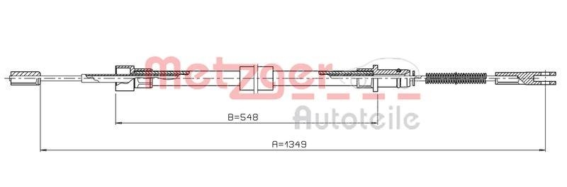 METZGER 10.7814 Seilzug, Feststellbremse für PORSCHE hinten links/rechts