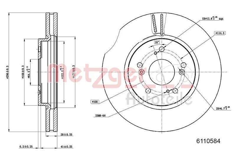 METZGER 6110584 Bremsscheibe Lack/Ks für HONDA VA