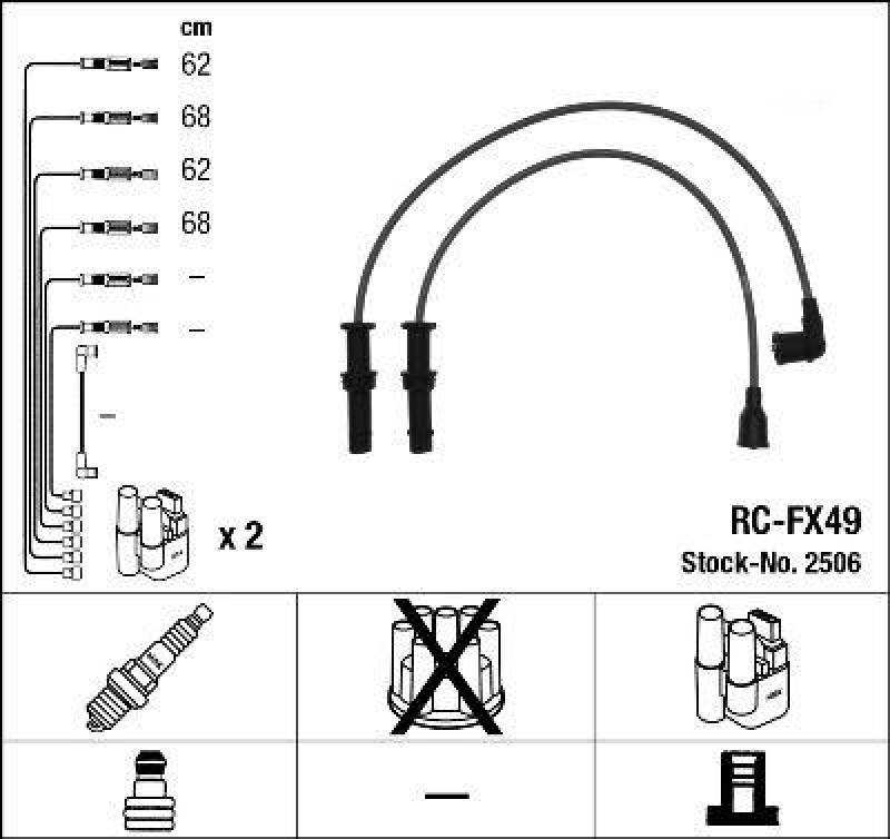 NGK 2506 Zündleitungssatz RC-FX49 |Zündkabel