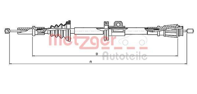 METZGER 10.8061 Seilzug, Feststellbremse für VOLVO hinten links/rechts