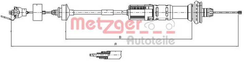 METZGER 11.3059 Seilzug, Kupplungsbetätigung für PEUGEOT