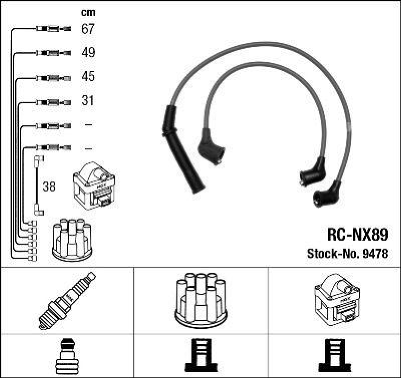 NGK 9478 Zündleitungssatz RC-NX89 |Zündkabel