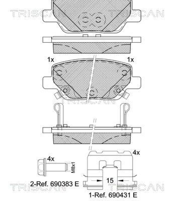 TRISCAN 8110 15075 Bremsbelag Hinten für Fiat