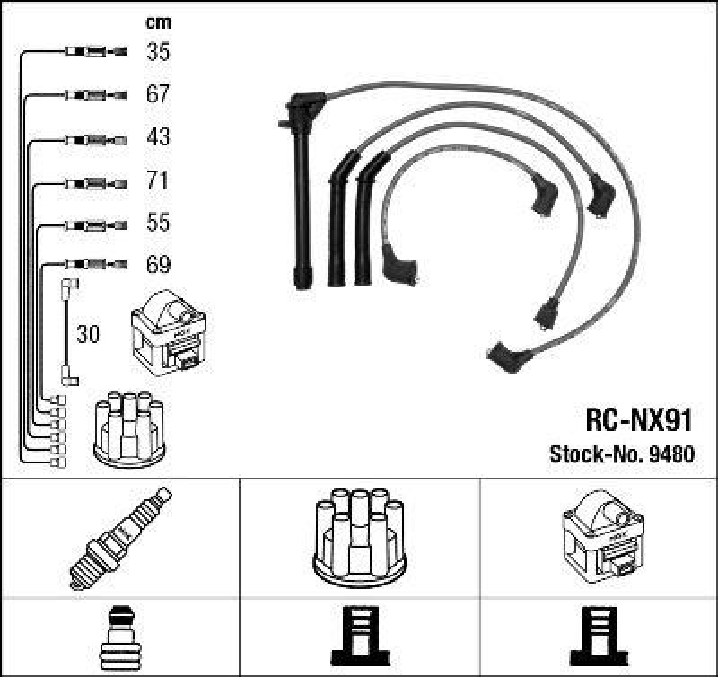 NGK 9480 Zündleitungssatz RC-NX91 |Zündkabel