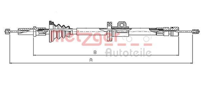 METZGER 10.8062 Seilzug, Feststellbremse für VOLVO hinten links/rechts