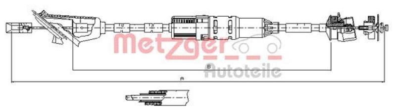 METZGER 11.3215 Seilzug, Kupplungsbetätigung für PEUGEOT