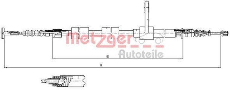 METZGER 251.33 Seilzug, Feststellbremse für ALFA hinten rechts