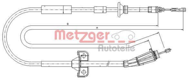 METZGER 10.8065 Seilzug, Feststellbremse für VOLVO hinten links/rechts