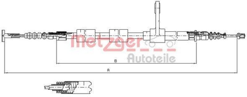 METZGER 251.33 Seilzug, Feststellbremse f&uuml;r ALFA hinten rechts