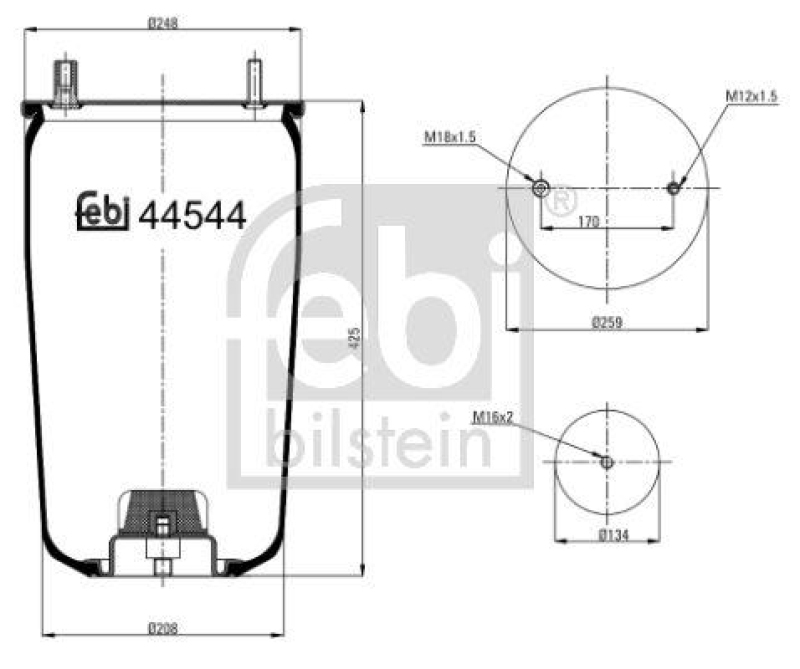 FEBI BILSTEIN 44544 Luftfederbalg ohne Kolben für Bergische Achsen