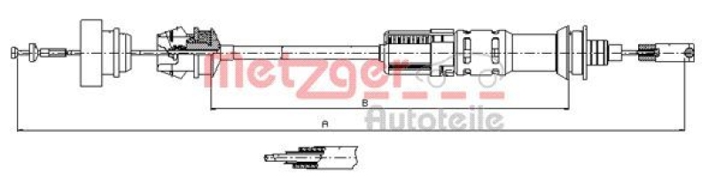 METZGER 11.3921 Seilzug, Kupplungsbetätigung für CITROEN/FIAT/PEUGEOT