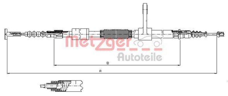 METZGER 251.34 Seilzug, Feststellbremse für ALFA hinten links