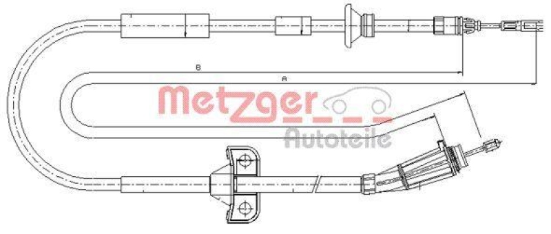 METZGER 10.8066 Seilzug, Feststellbremse für VOLVO hinten links/rechts