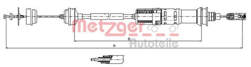 METZGER 11.3923 Seilzug, Kupplungsbetätigung für CITROEN/FIAT/PEUGEOT