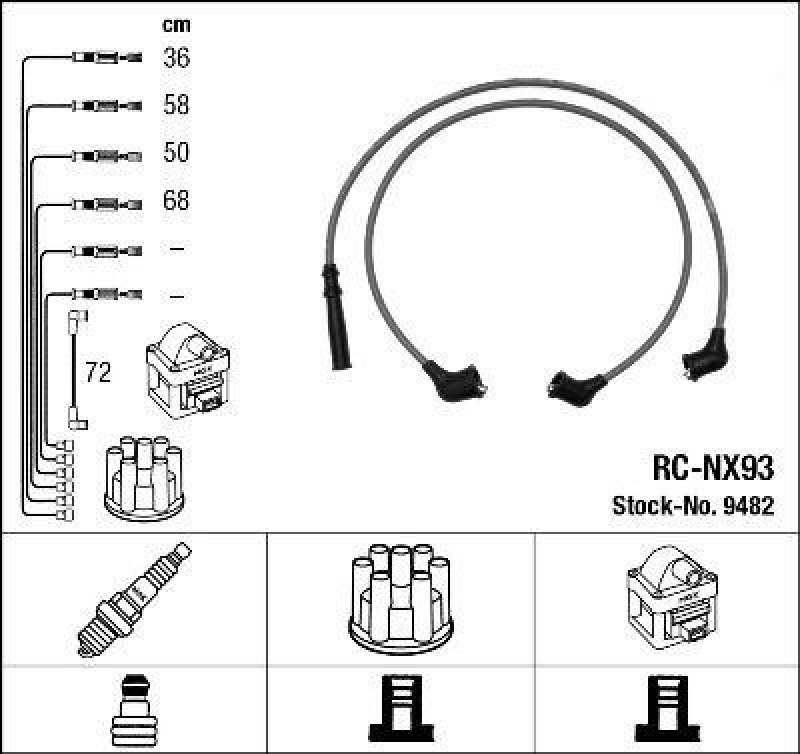 NGK 9482 Zündleitungssatz RC-NX93 |Zündkabel