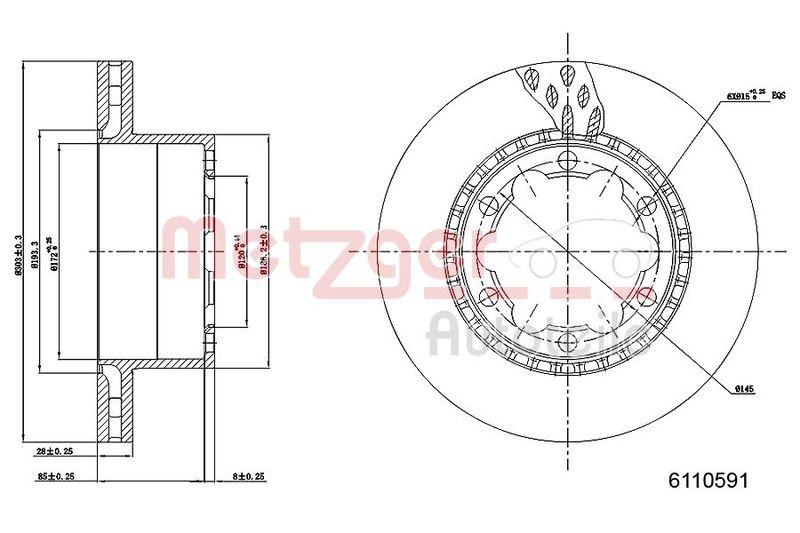 METZGER 6110591 Bremsscheibe Lack/Ks für MB/VW HA