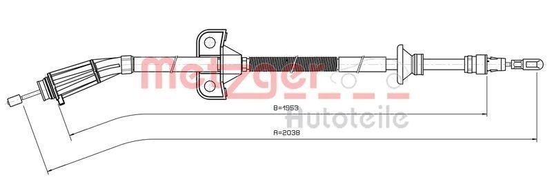 METZGER 10.8070 Seilzug, Feststellbremse für VOLVO hinten links/rechts