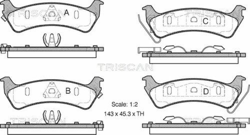 TRISCAN 8110 80530 Bremsbelag Hinten für Jeep