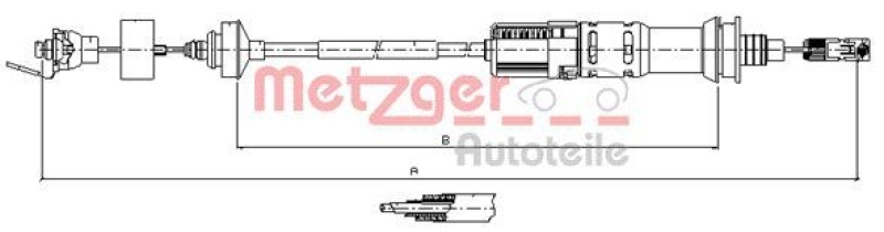 METZGER 11.3925 Seilzug, Kupplungsbetätigung für FIAT