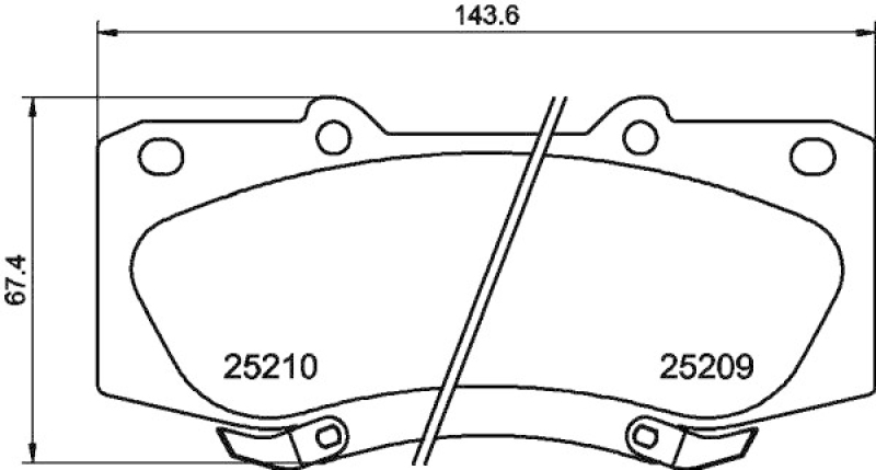 HELLA 8DB 355 015-821 Bremsbelagsatz, Scheibenbremsbelag für TOYOTA HILUX III