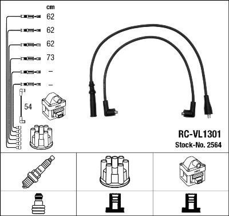 NGK 2564 Zündleitungssatz RC-VL1301 |Zündkabel