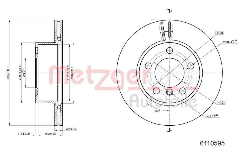 METZGER 6110595 Bremsscheibe Lack/Ks/Ms/Hc für BMW VA