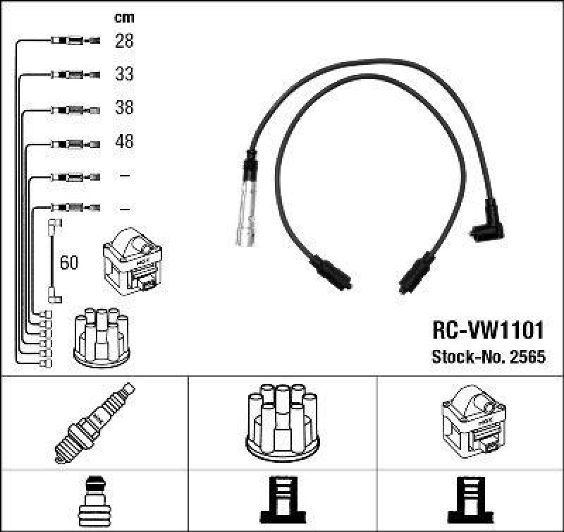 NGK 2565 Zündleitungssatz RC-VW1101 |Zündkabel