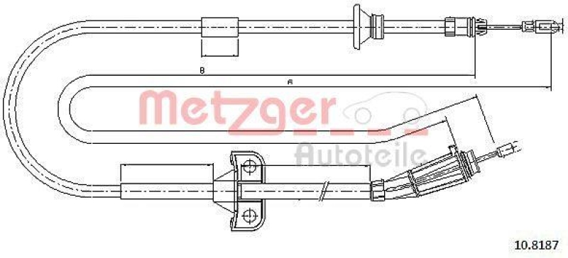 METZGER 10.8187 Seilzug, Feststellbremse für VOLVO hinten rechts