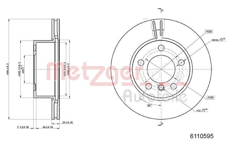 METZGER 6110595 Bremsscheibe Lack/Ks/Ms/Hc für BMW VA