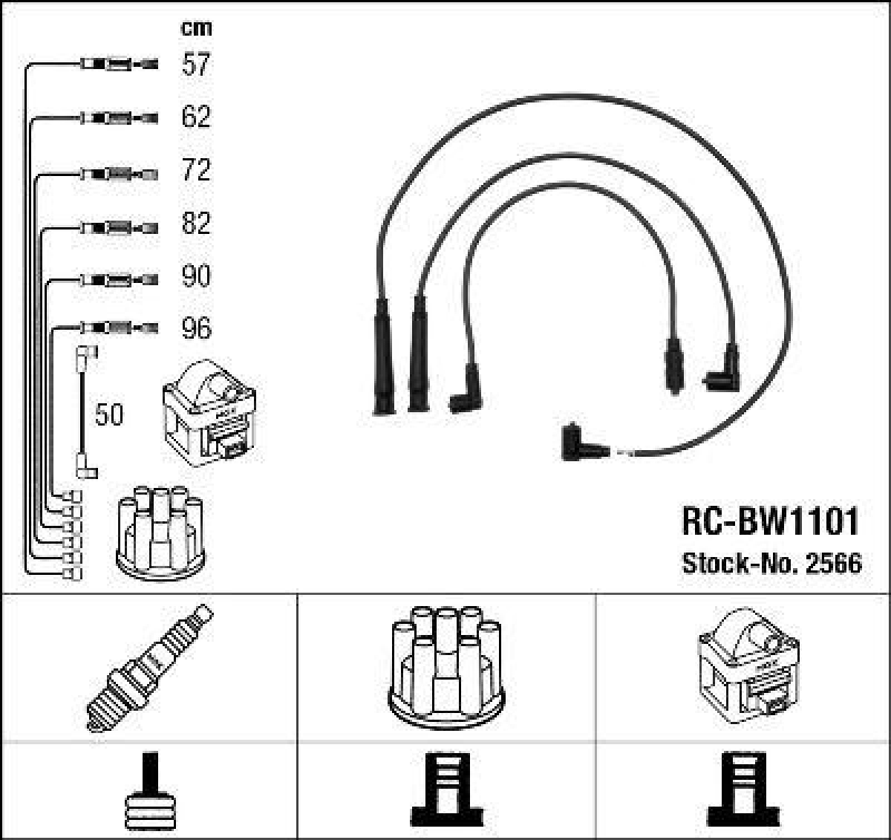 NGK 2566 Zündleitungssatz RC-BW1101 |Zündkabel