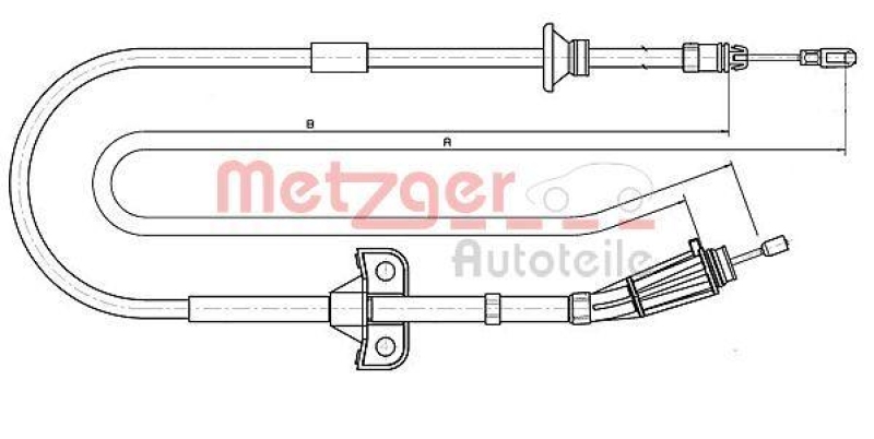 METZGER 10.8189 Seilzug, Feststellbremse für VOLVO hinten links