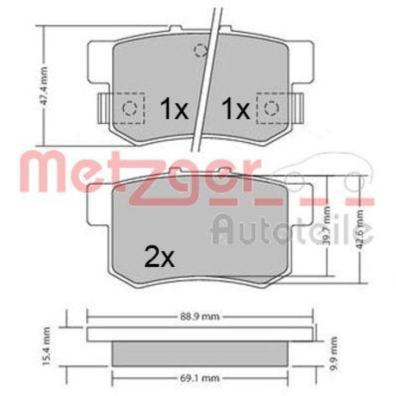 METZGER 1170337 Bremsbelagsatz, Scheibenbremse WVA 23 652