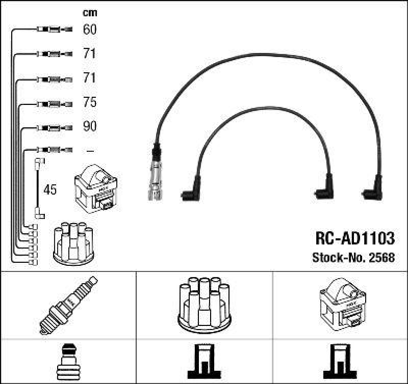 NGK 2568 Zündleitungssatz RC-AD1103 |Zündkabel