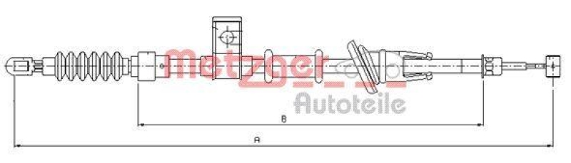 METZGER 10.8221 Seilzug, Feststellbremse für VOLVO hinten links